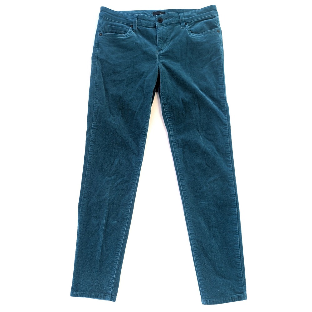 Edyson Skinny Corduroy Pants Teal Green 29S Mid Rise Stretch Cotton Blend 31"